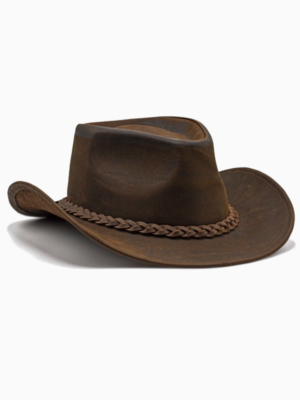 Vooraanzicht van HADZAM donkerbruine leren cowboyhoed