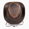 HADZAM Cowboyhoed Bovenkant Bovenaanzicht van HADZAM bruine leren outback cowboyhoed