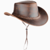 HADZAM Bruine Leren Outback Cowboyhoed HADZAM bruine leren outback cowboyhoed van echt koeienhuidleer