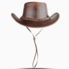 HADZAM Cowboyhoed Voorkant Vooraanzicht van HADZAM bruine leren outback cowboyhoed