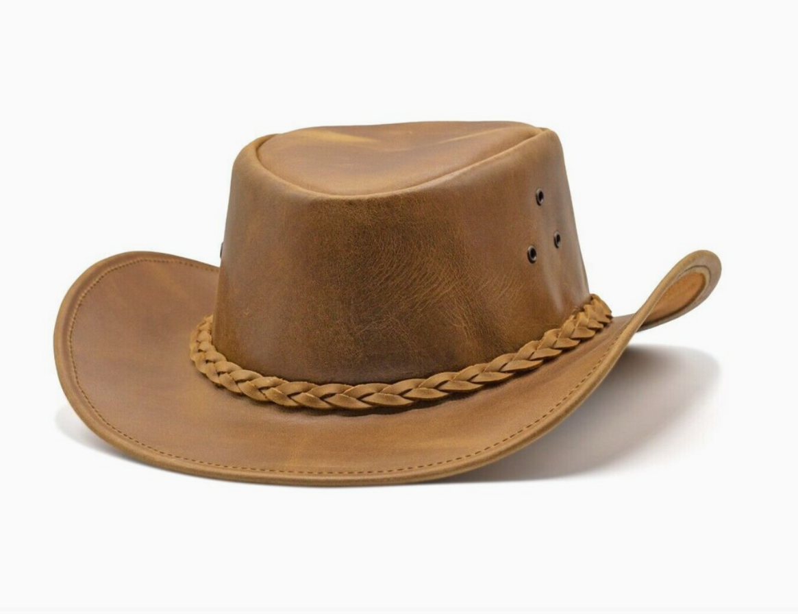 Vooraanzicht van HADZAM bruine leren cowboyhoed